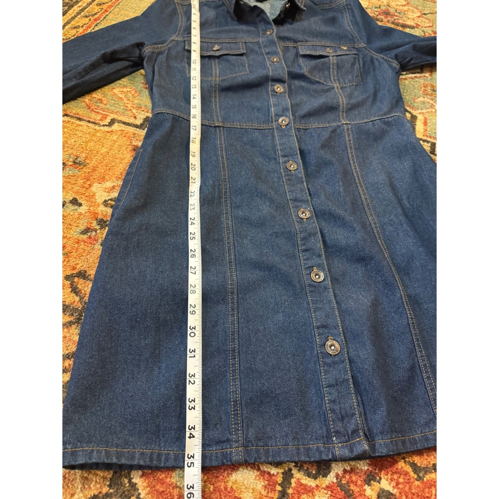FRYE Denim Shirt Dress Button Front Long Sleeve Western Size M Boho - Picture 7 of 7